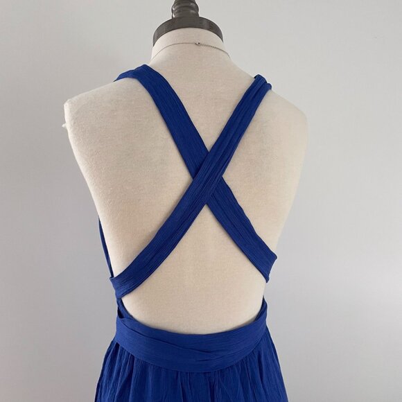 Lulus Lolinda Halter Convertible Jumpsuit Size Medium Blue Gauze - Picture 9 of 13